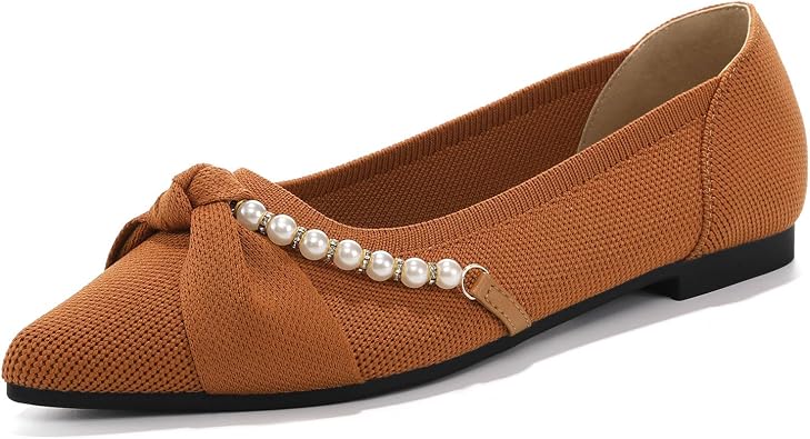 HROYL Flats for Women Pointed Toe Dressy Ballet Flats