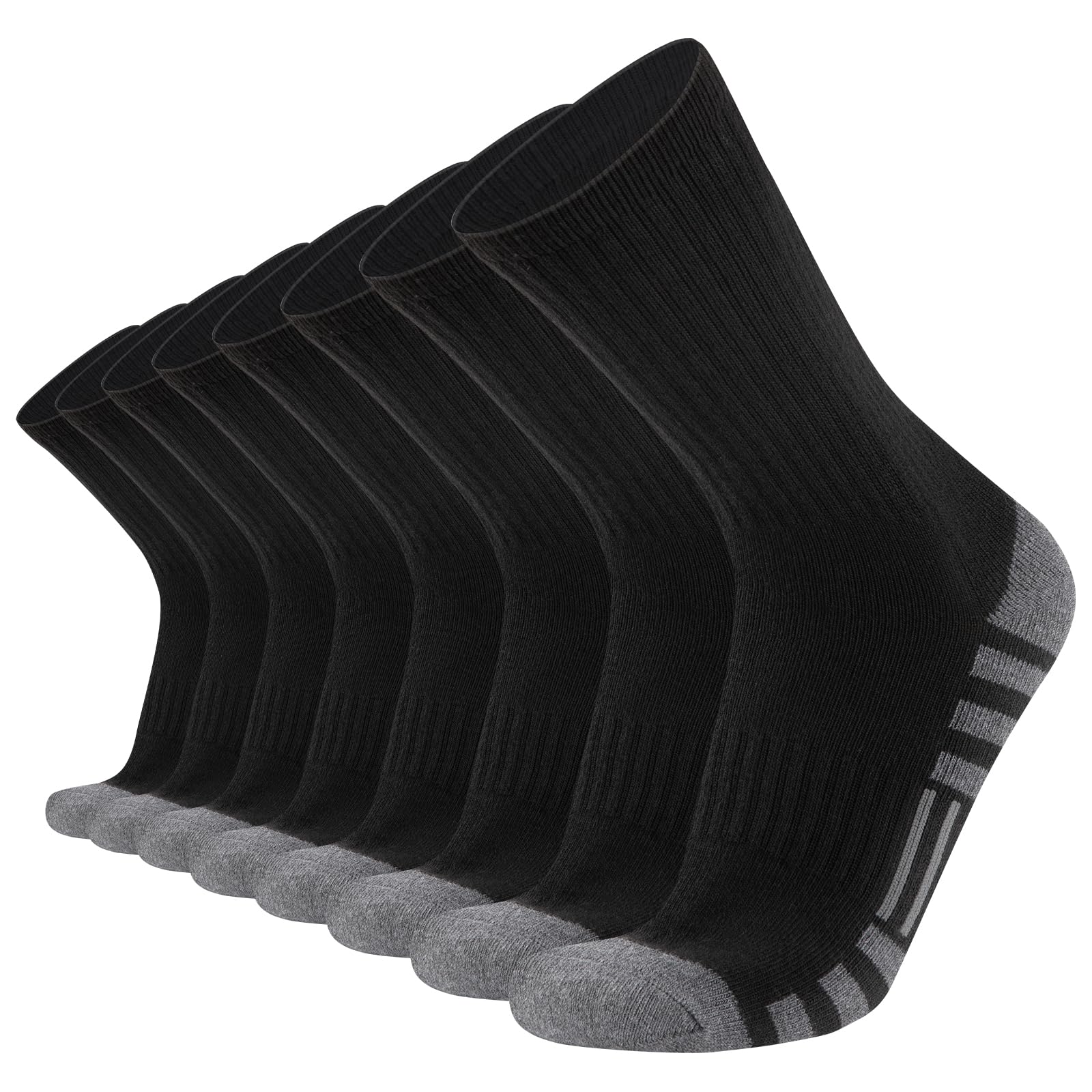 eallco8 Pairs Mens Crew Socks Work Athletic Running Socks Cushion Casual Breathable Socks for Men