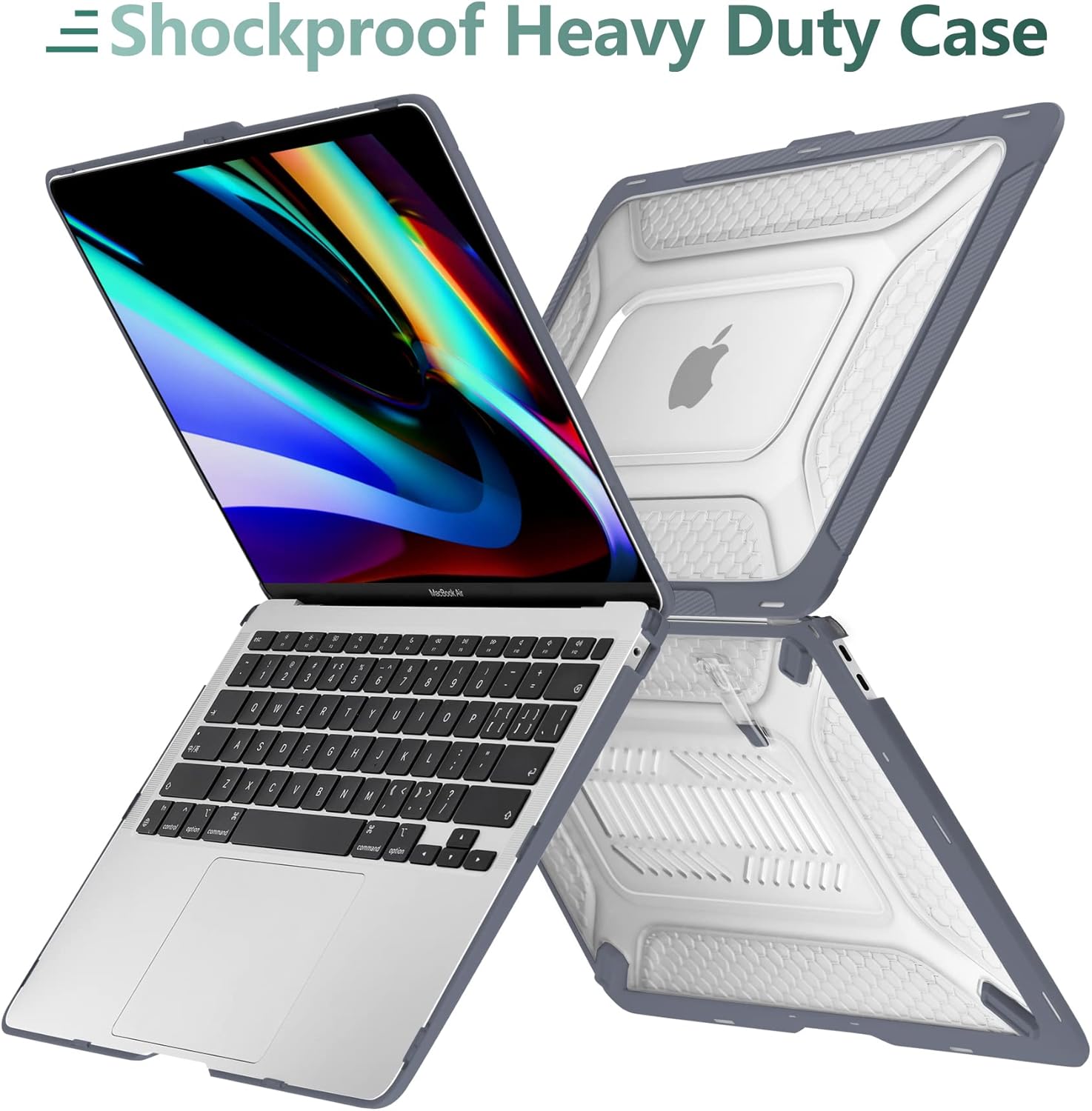 TWOLSKOO for MacBook Pro 13 Inch Case 2022 2021 2020 Model: A2338 M1/M2 A2251 A2289 with Touch Bar, Heavy Duty Rugged Shockproof Hard Shell Dual Layer Protective Cover with Fold Kickstand, Gray