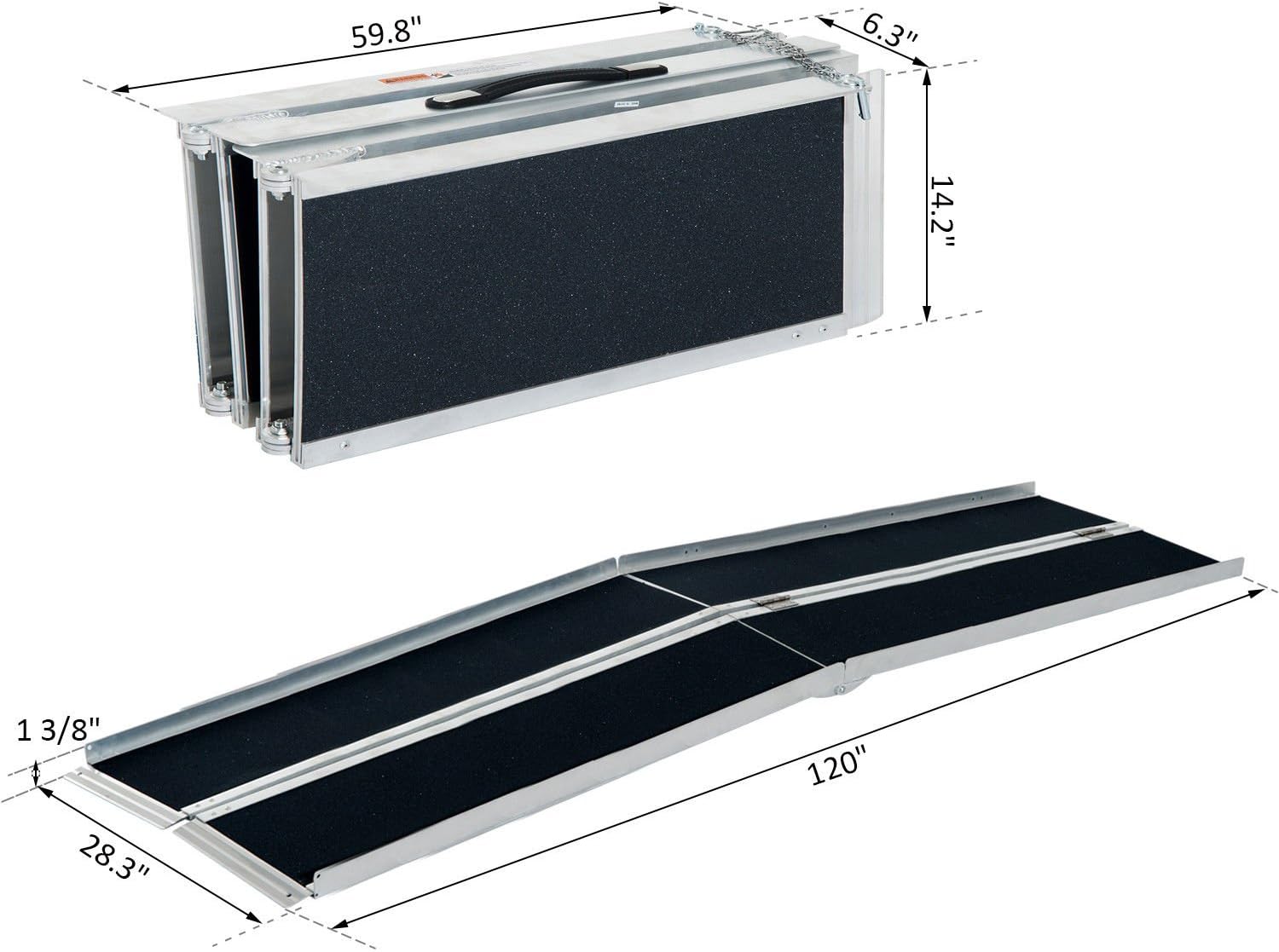 HOMCOM Aluminum Portable Skidproof PVC Carpeted Folding Wheelchair Ramp, 10' : Health & Household