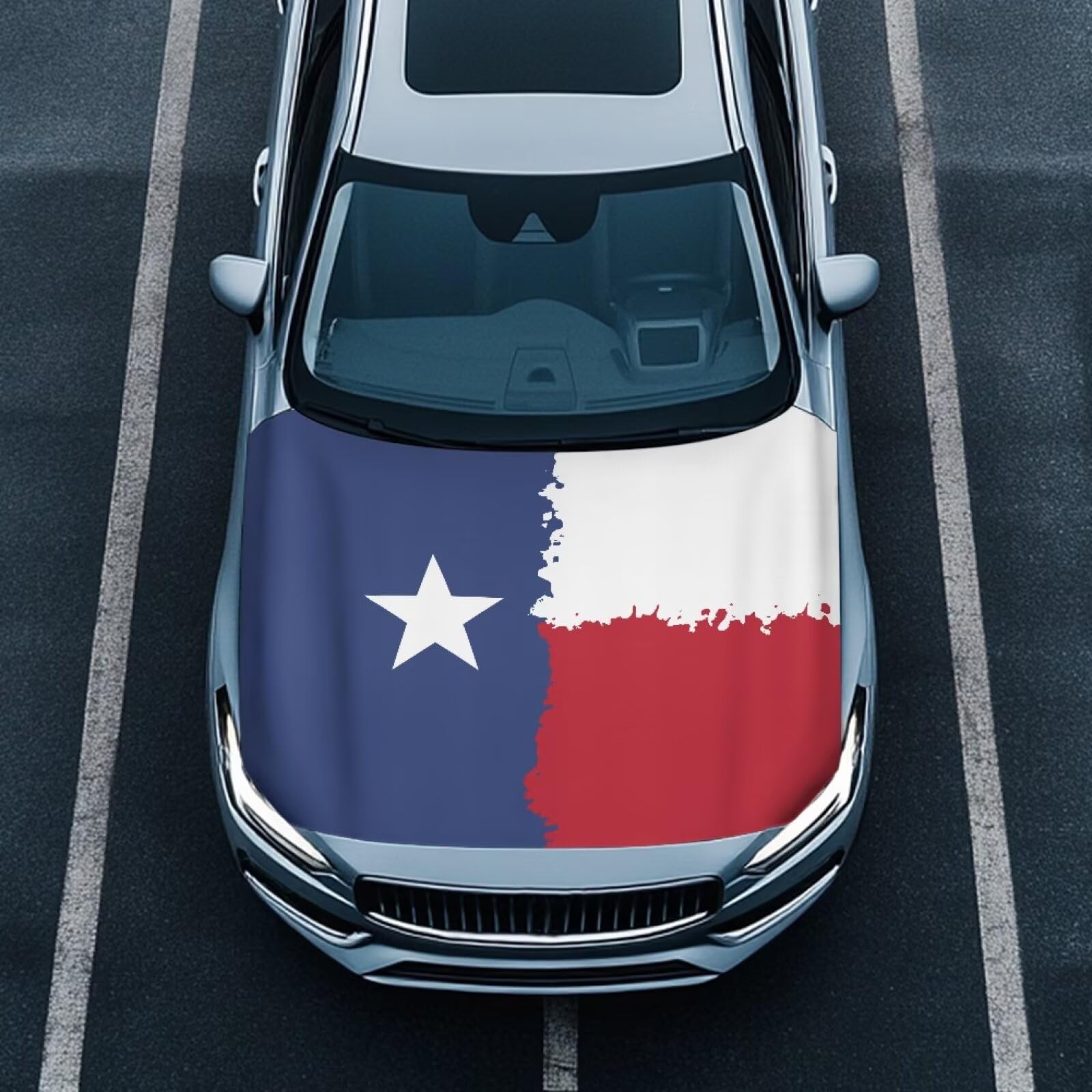 Texas Flag Car Hood Cover Stretch Polyester Car Hood Cover Washable Automotive Accessories Suitable Most Automotive Sedans Trucks SUVs Sports Cars
