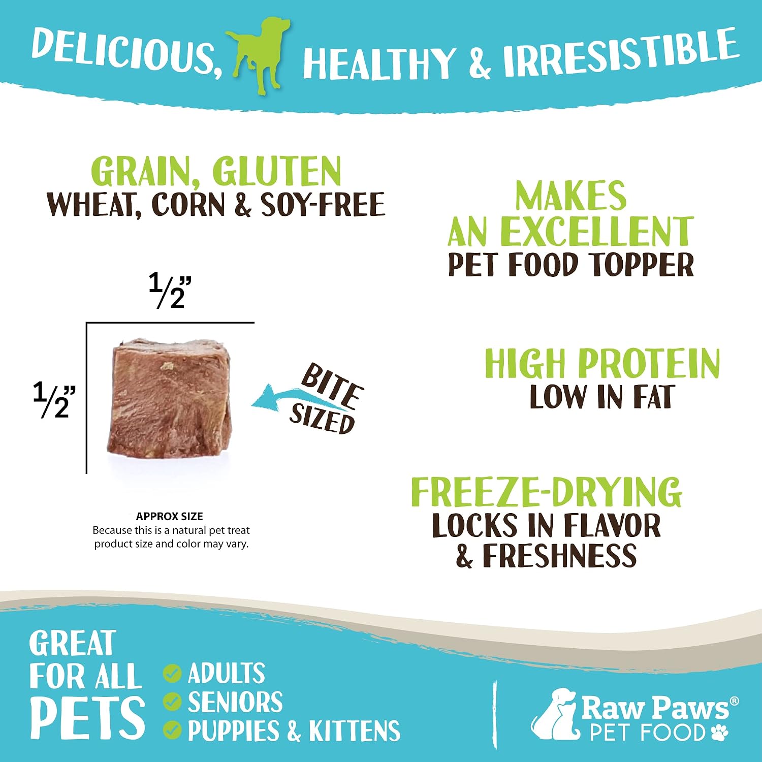 Raw Paws Freeze Dried Chicken Hearts for Dogs, 4-oz, Diced - Made in USA - Hearts for Dogs - Single Ingredient - Freeze Dried Chicken - High Protein Pet Treats