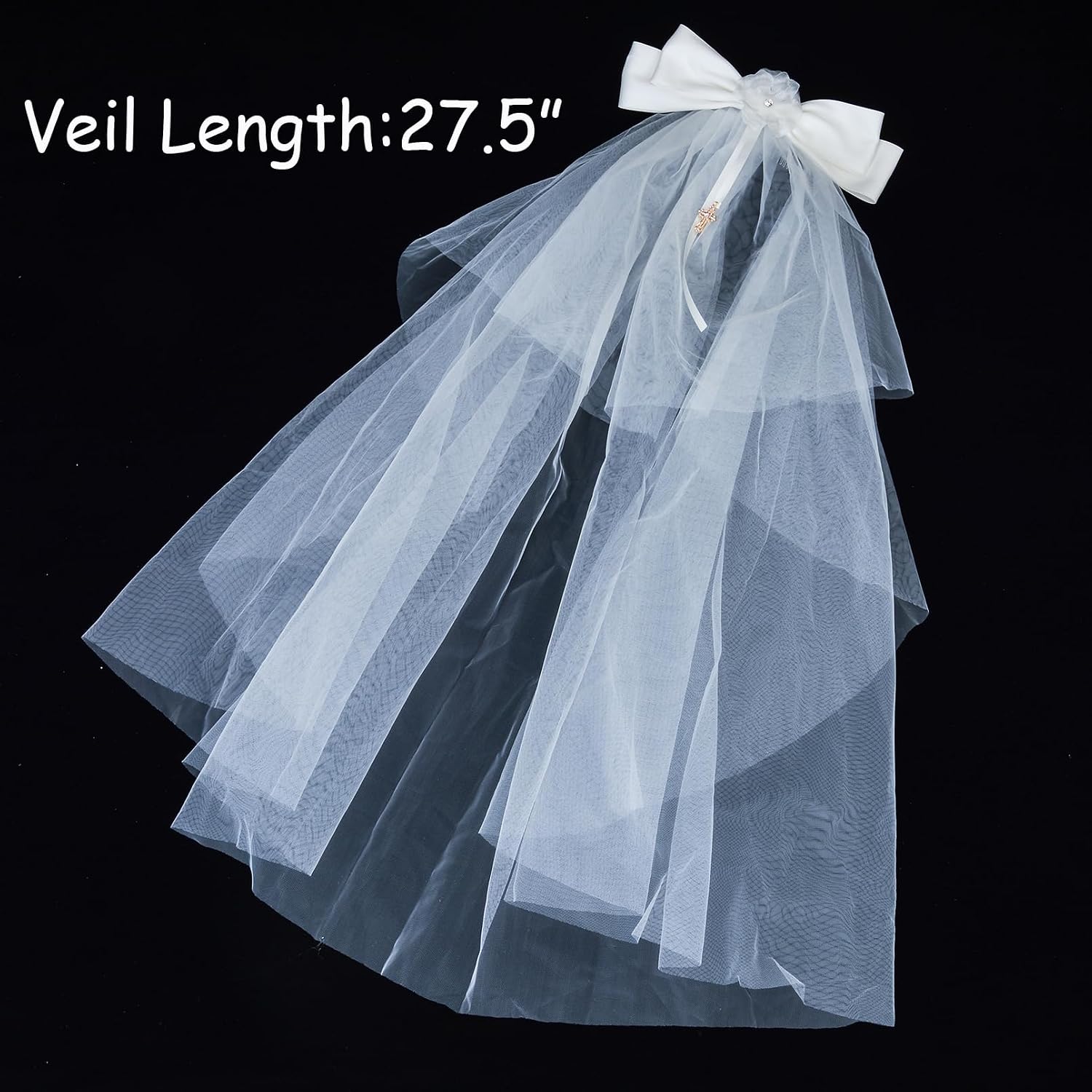 First Communion Veil and White Gloves Headband Headpiece for Communion Day