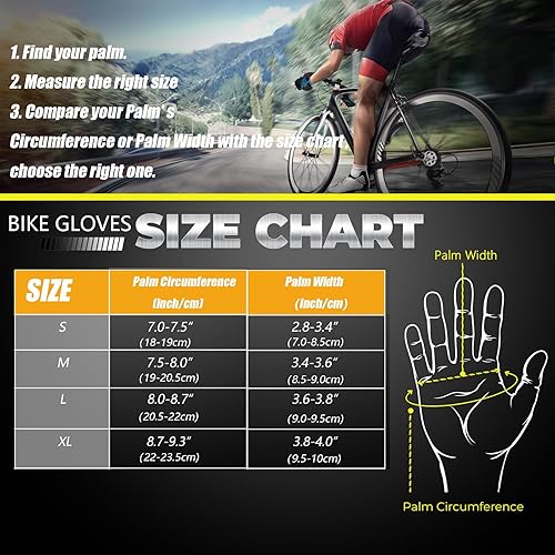 Miniatura 6 de Guantes de ciclismo para hombres y mujeres, antideslizantes, transpirables, almohadillas de gel de 0.197 pulgadas, guantes de bicicleta de carretera