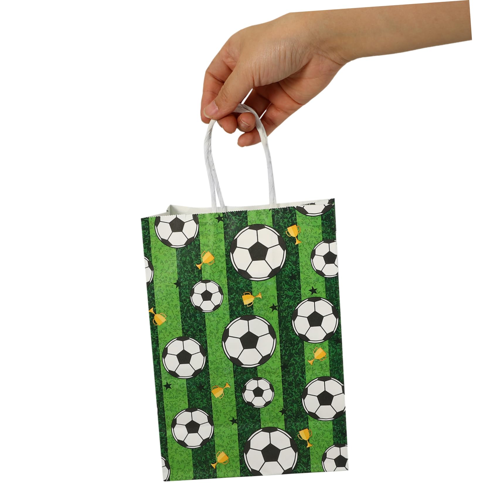 SEWACC 96 Stück Geschenktüten Aus Papier Einkaufstüten Mit Griffen Aufbewahrungsbeutel Kleine Tüten Für Fußball Taschen Mit Griffen Fußball Papiertüten Mit