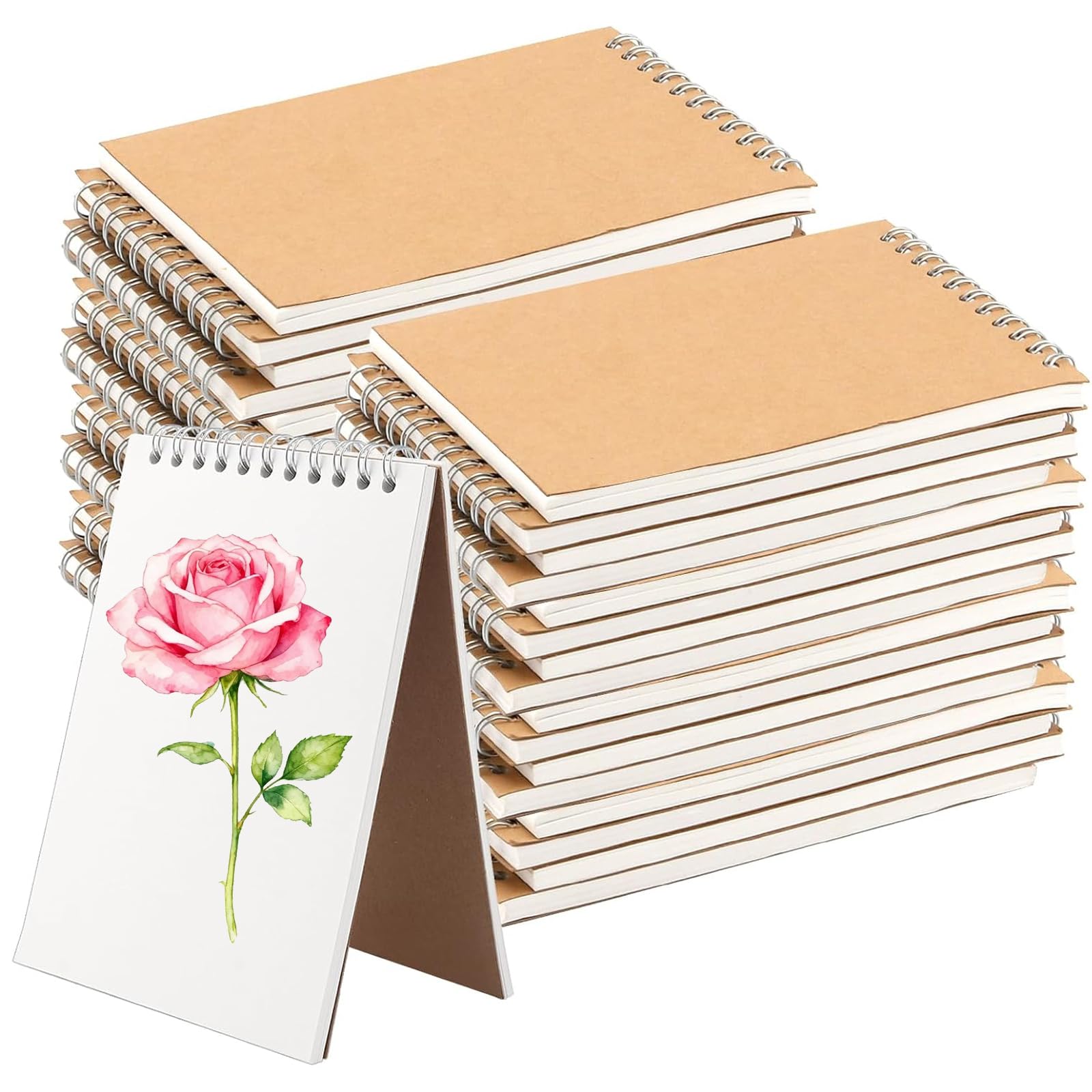 GINLANK 35 quaderni da disegno formato A6, rilegatura a spirale superiore, copertina in carta kraft, blocco per schizzi, disegno, scrittura, 120 pagine/60 fogli