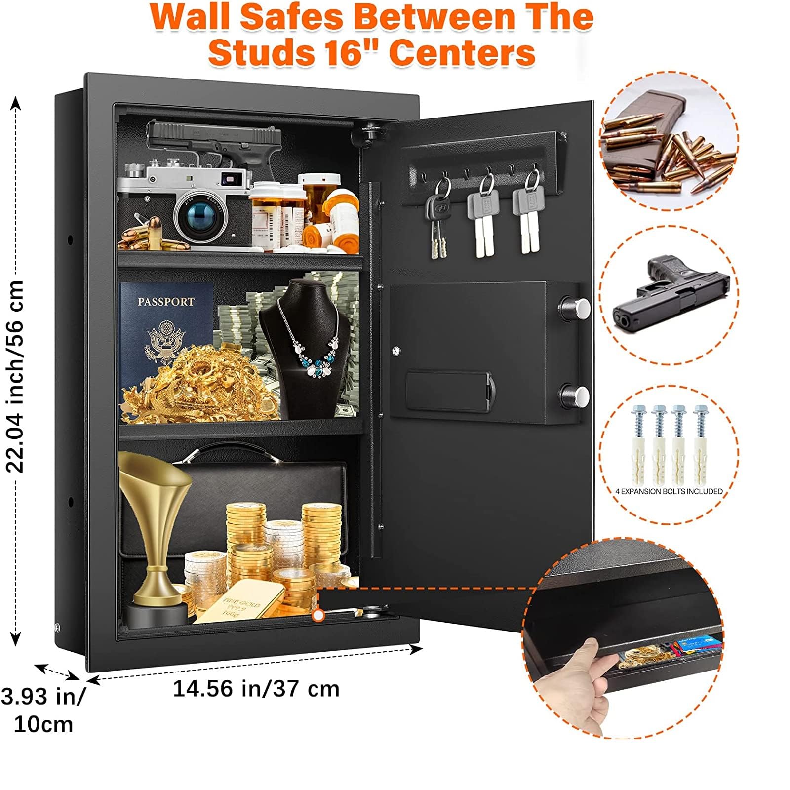 Electronic Flat Wall Safes Between the Studs Fireproof with Digital