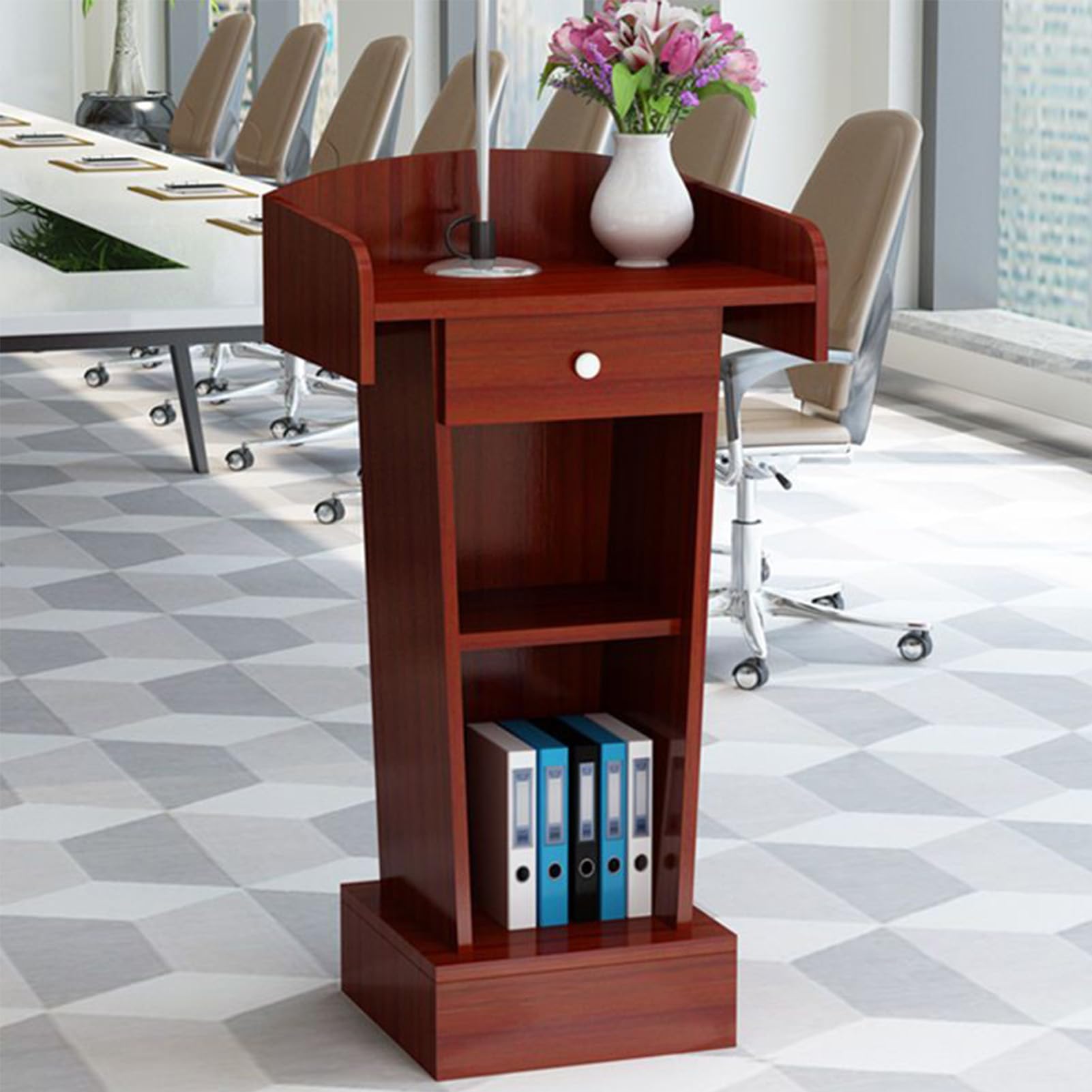 Bureau Debout de Podium, pupitre d'enseignement,Rouge,Upgraded