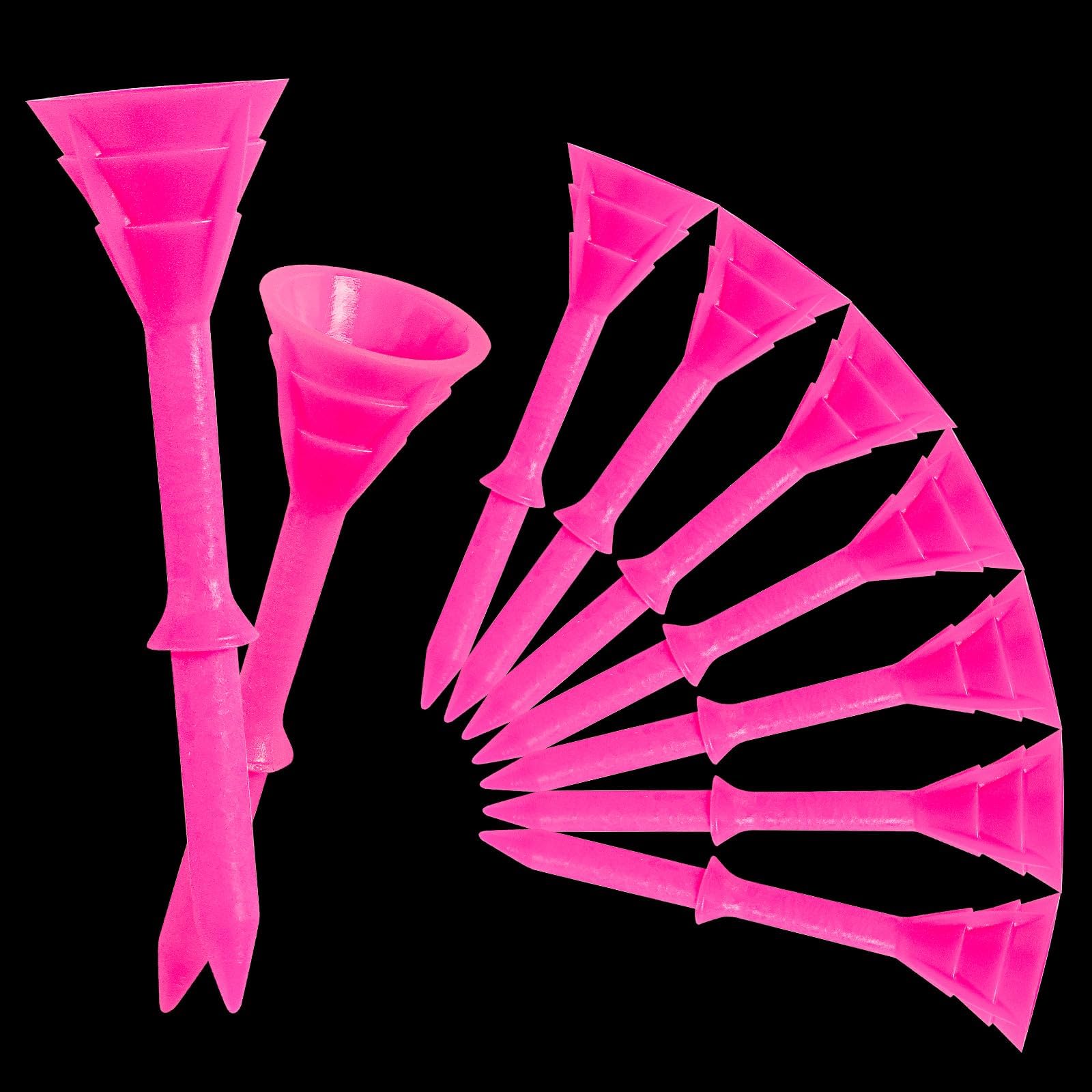 FINGER TEN Golf Tees Plastic Long 83mm 3 1/4 Unbreakable Cup Tees Value 50 Count, Golf Plastic Tees Step Down Upgrade for Men Women Professional Durable (Pink, 50 Pack) โ image 1