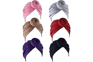 6 Pieces Women Turban Hat with Knotted Design