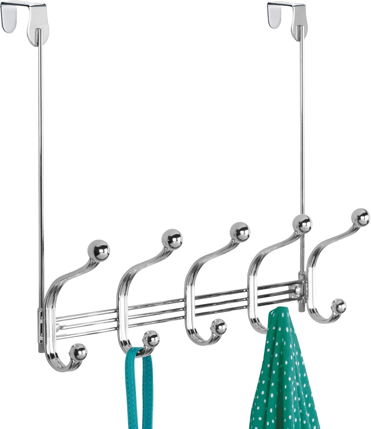 iDesign York Metal 5Hook OverTheDoor or Wall Mount Rack for Coats