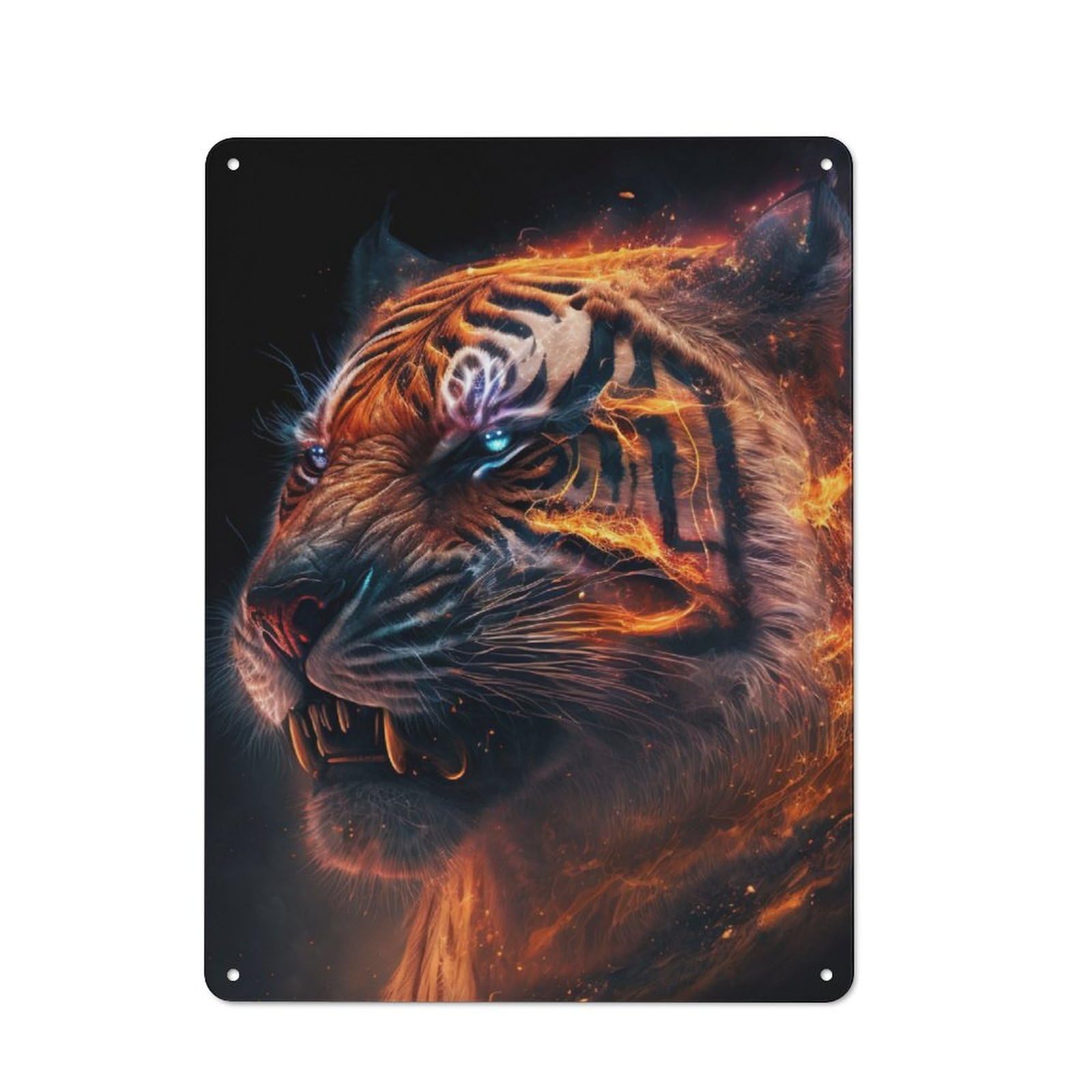 Junmoney Cosmic Tiger Vintage Metal Wall Sign 40X30cm For Hobby Room Or Studio, For Hobby Room Decor Fans