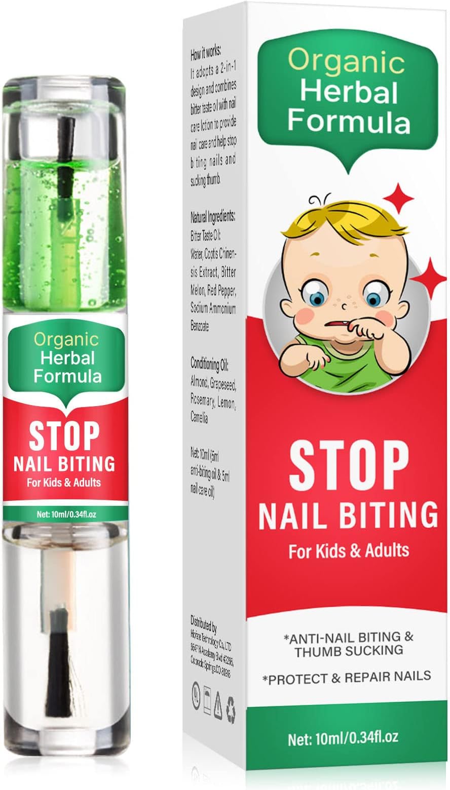 Nail Biting Treatment for Kids Adults, Thumb Sucking Stop for Kids, Bitter Taste Nail Care Safe Natural Plant Extract Anti Nail Biting Clear Nail Polish for Thumb Fingers