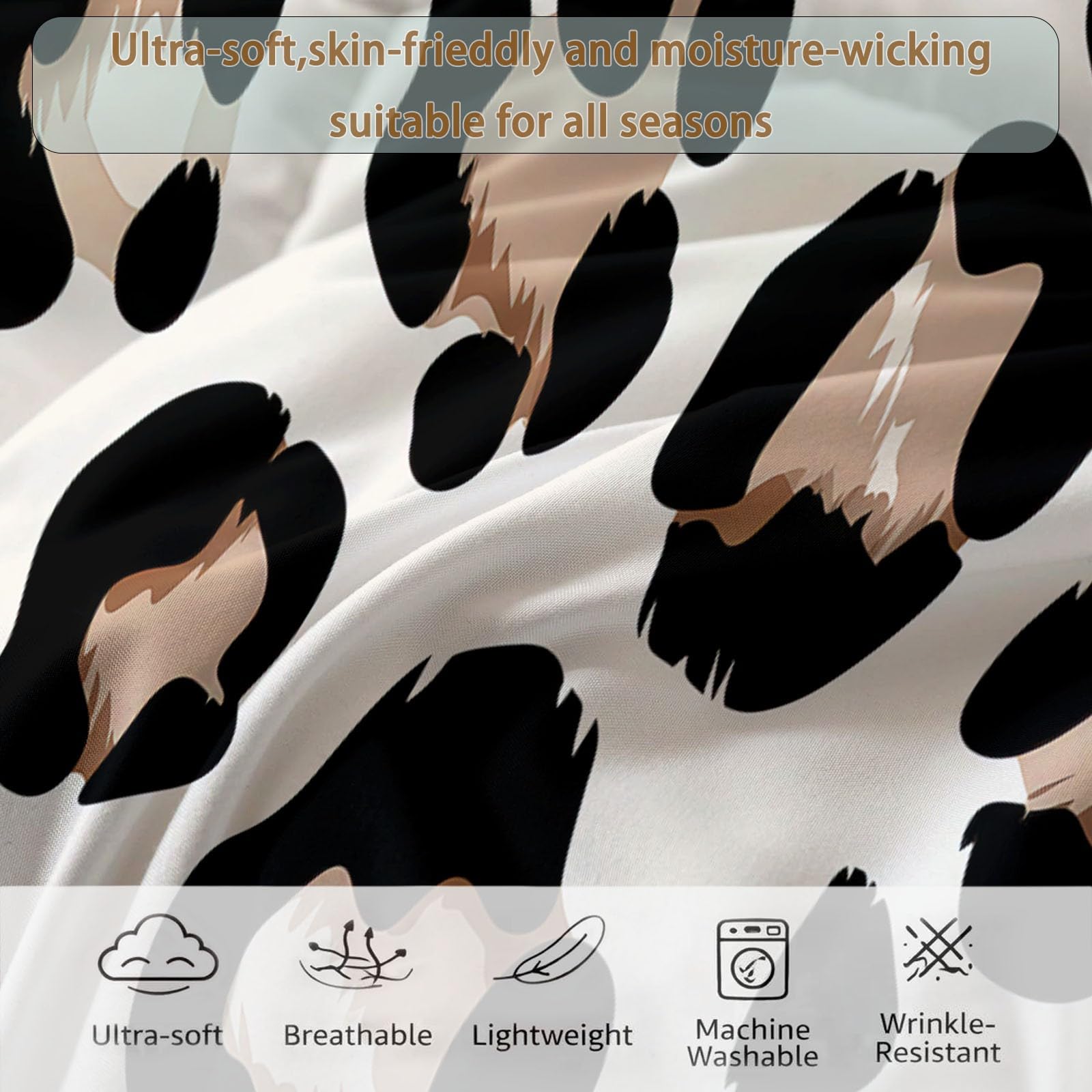 Nowoczesna, luksusowa, super miękka kołdra bez poszewki, 135 x 200 cm, minimalistyczne zwierzęta, lampart, kolorowa kołdra pikowana, przyjazna alergikom, biała, całoroczna kołdra do spania – nadaje