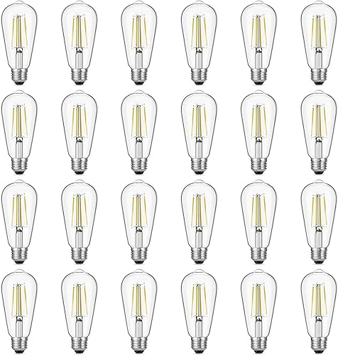 Miniatura 13 de Bombillas LED Edison vintage, 6 W, equivalentes a 60 W, regulables, luz blanca cálida 2700K, bombillas de filamento LED antiguas ST58 con CRI de