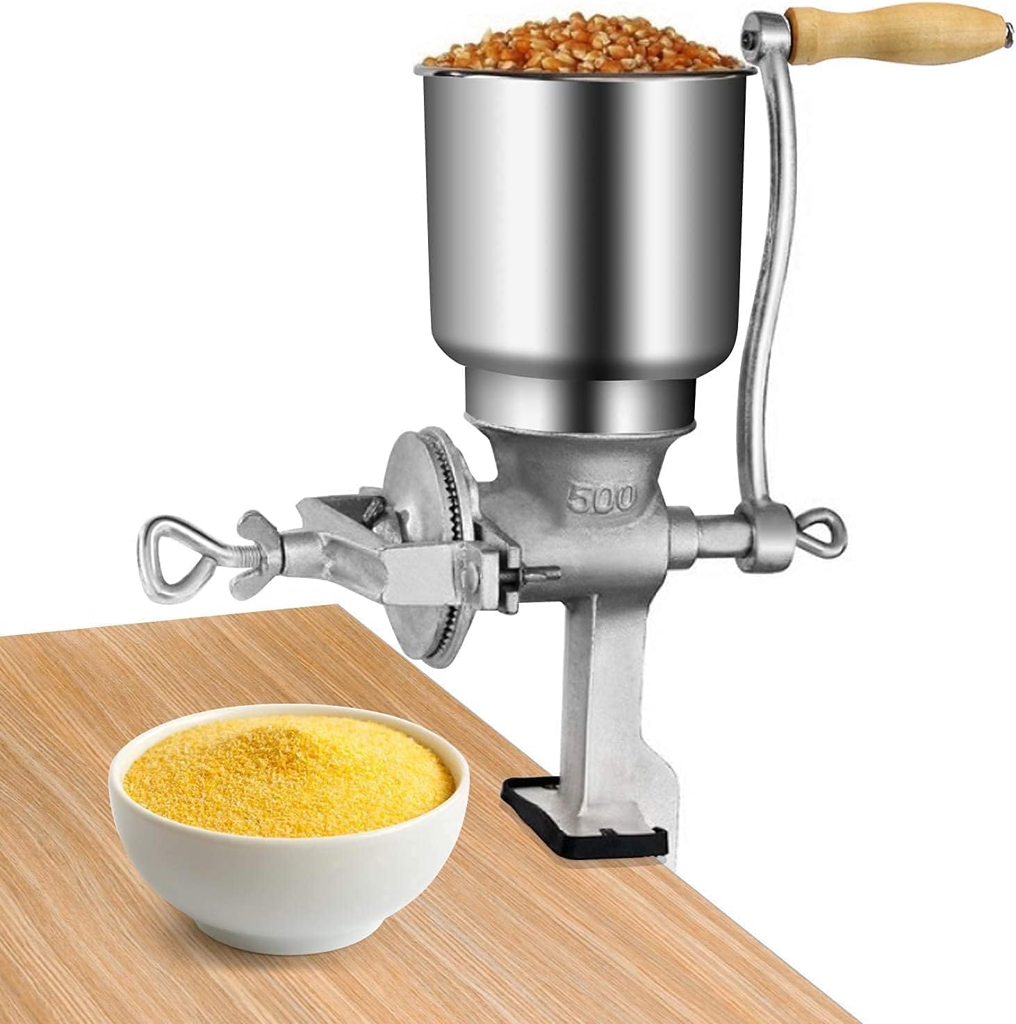 GOTOTOP Molino manual de granos, molinillo de cereales Molinillos de café manuales Molinillo de maíz Molino de grano manual con tolva para arroz, granos de pimienta nueces