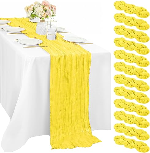 Miniatura 16 de 12 piezas de 10 pies de camino de mesa verde salvia de estopilla, 35 x 120 pulgadas de largo, camino de mesa de gasa para mesas, decoración bohemia,