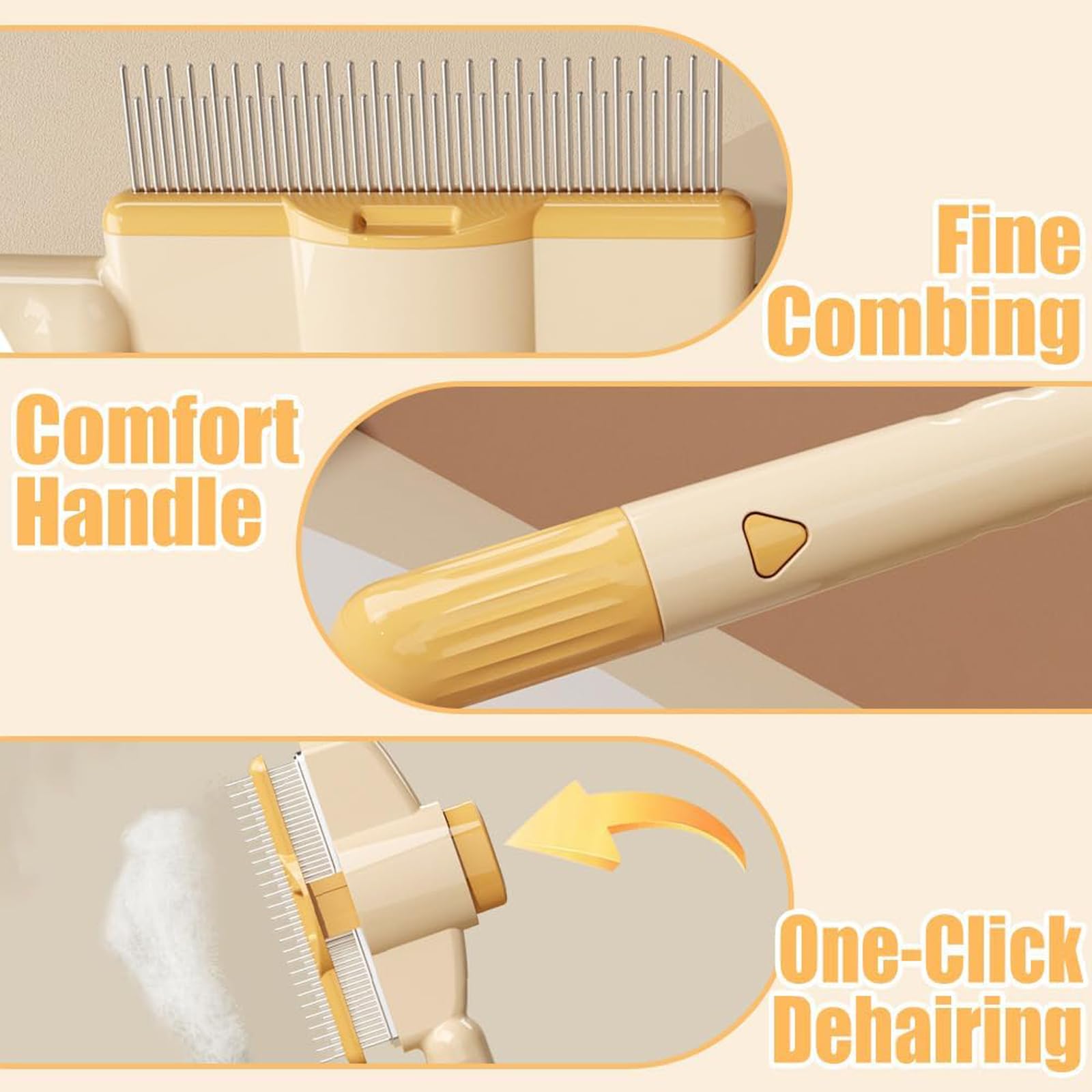 2PCS Pet Combs for Cats Flea Comb for Dogs,Durable Self-Cleaning Cat Comb for Grooming with Release Button Comfort and Safety - Image 3