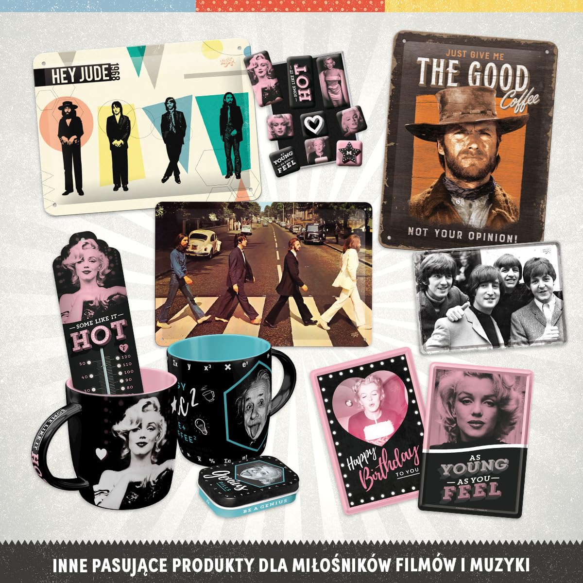 Nostalgic-Art Retro magnesy na lodówkę, 9 sztuk, Marilyn – Some Like It Hot – Pomysł na prezent dla miłośników kina, Official License Product (OLP), zestaw magnesów, Styl vintage