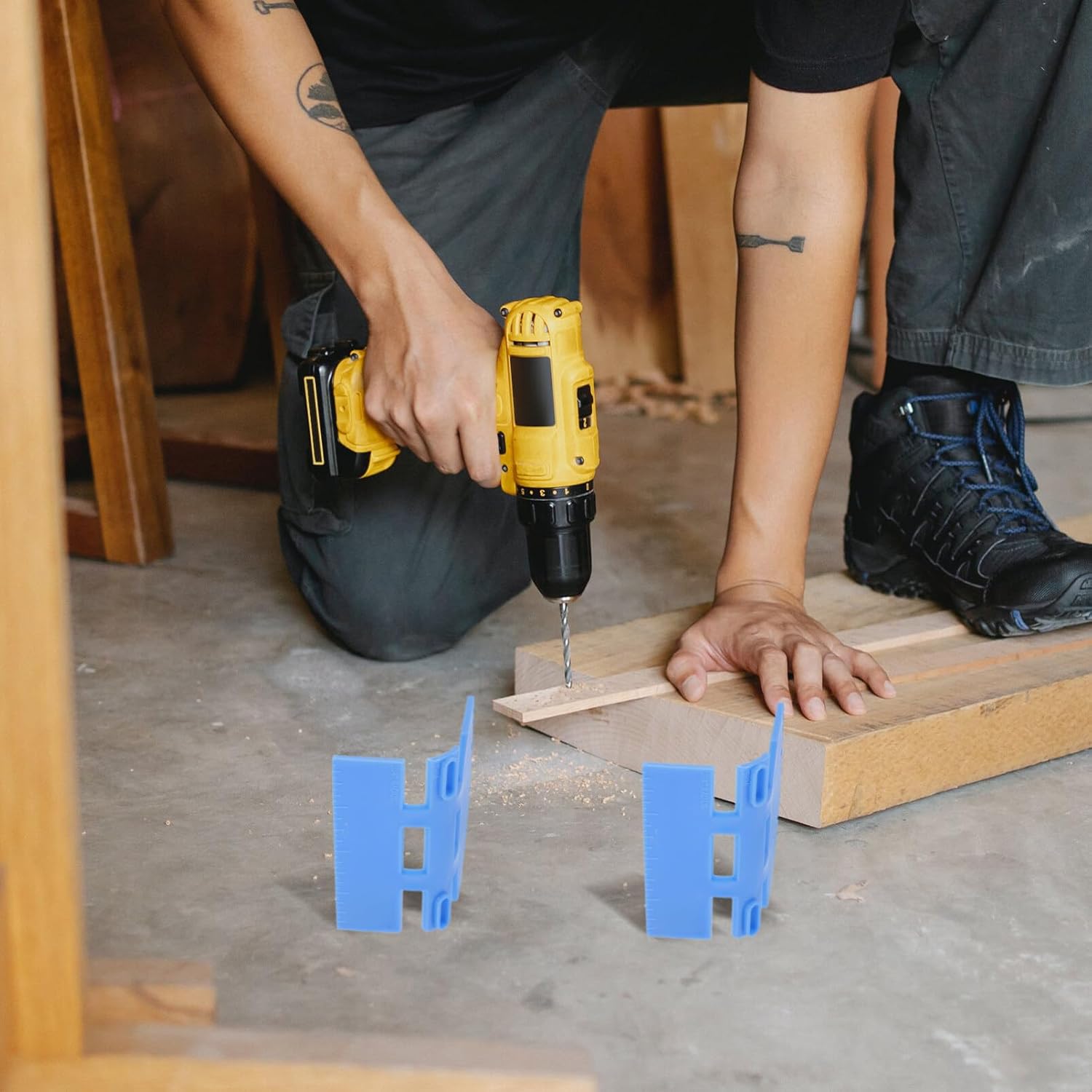 2pcs Corner Scriber Tool Paint Marking and Profile Measuring Gauges for Precise Floor Installation and Woodworking Tasks
