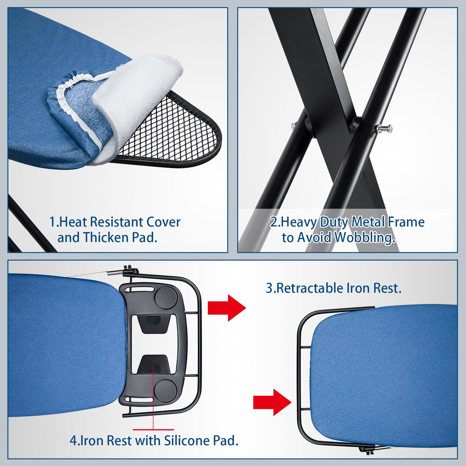 Amazon.co.jp : Duweeスタンド式 多機能アイロン台 7段階 高さ調整可能