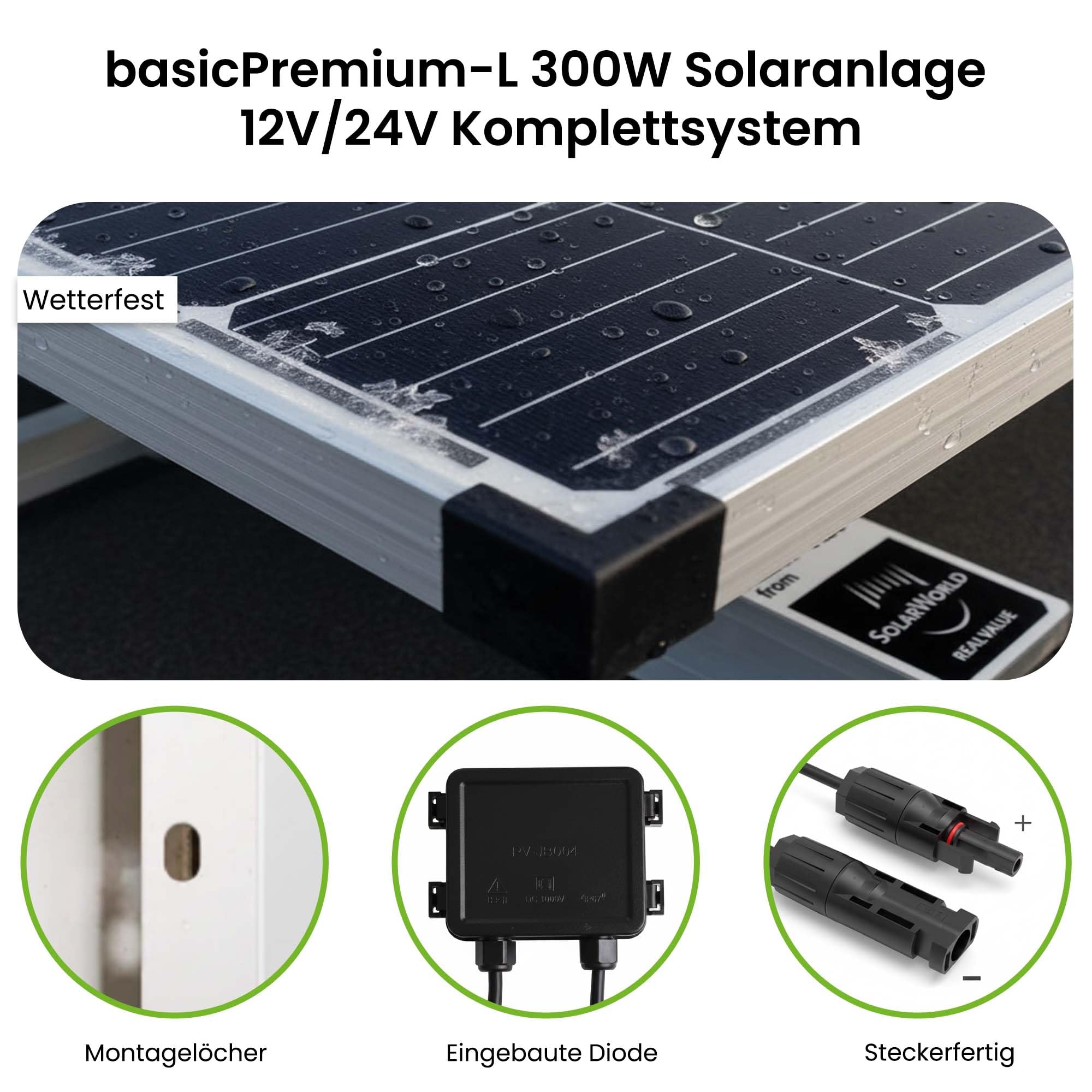 Offgridtec - Impianto fotovoltaico da 300 W con regolatore di carica e cavo