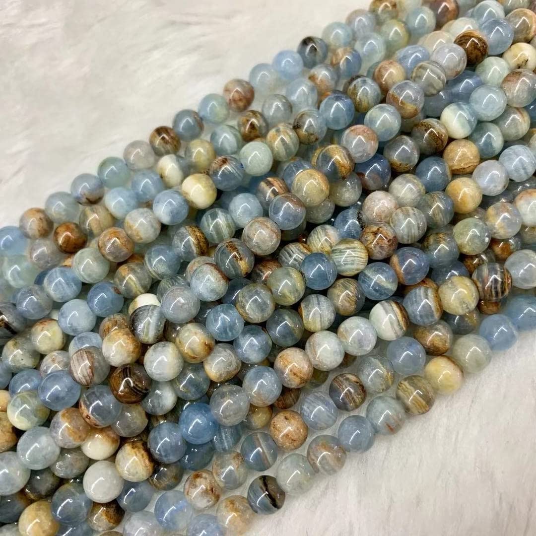 1 Juego de Cuentas Sueltas de Calcita Azul Argentina, Piedra Preciosal, para la Fabricación de Joyas (15")./Blue/9.5-10Mm