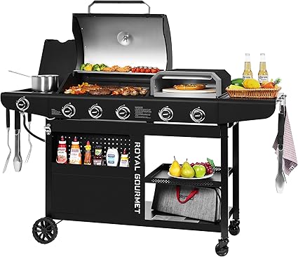 ZH3004H Premium Gas Grill and Pizza Oven Combo with Side