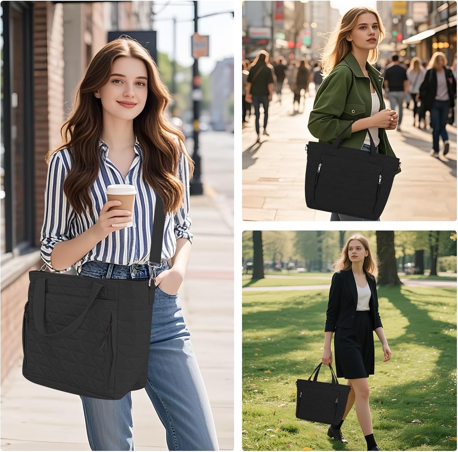 dark swan Large Insulated Lunch Bag Box Women, Lunch Tote Leakproof Insulated Lunch Box with Shoulder Strap, Adult Reusable Lunch Cooler Tote Bags for Work Picnic Camping Beach (Black)
