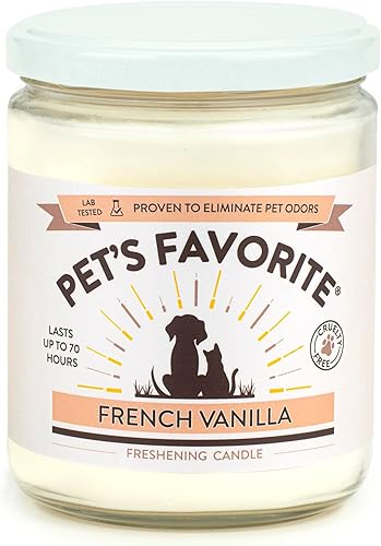 Pet's Favorite Vela de vainilla francesa para olor de mascotas, ambientador limpio a base de plantas con una vela perfumada de 70 horas de tiempo de