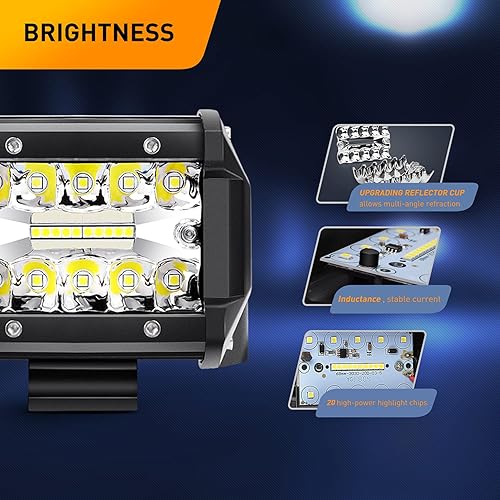 Miniatura 5 de GOOACC 2 cápsulas LED de triple fila de 60 W y 4 pulgadas, soporte de montaje de luz antiniebla, abrazadera de tubo de barra horizontal, iluminación