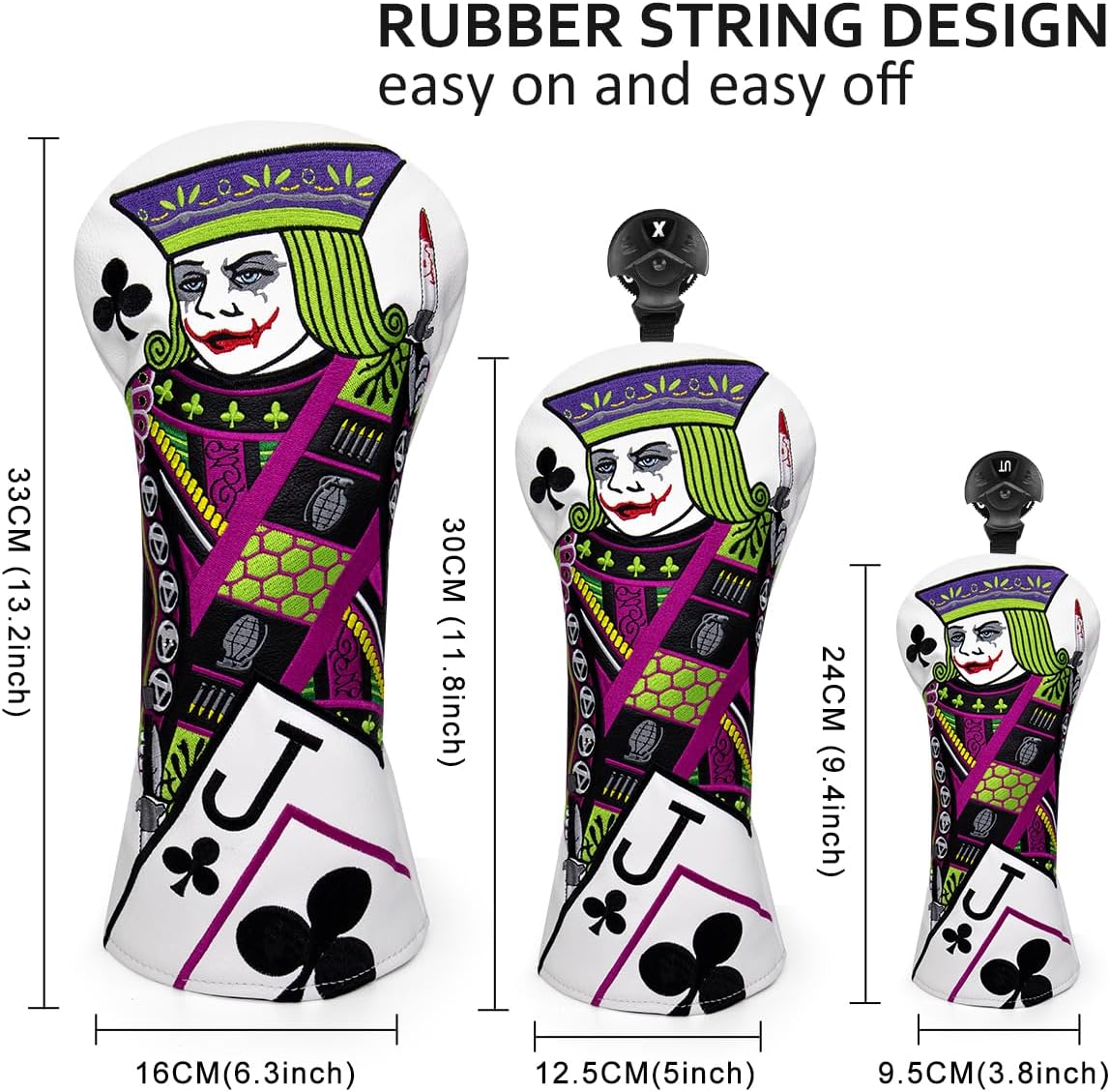 Golf Club Cover Plum Blossom Rider J Driver Covers Fairway Wood Headcover Hybrid Cover Leather 3 Wood Headcovers Mallet Putter Cover Blade Putter Headcover for Most Brand