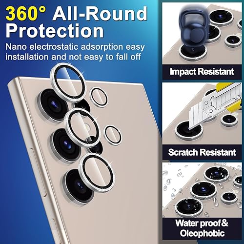 Vista 1306 de para Samsung Galaxy Z Flip 7 Protector de Lente de Cámara, Cubierta de Lente de Vidrio Templado con Anillo de Metal Individual, [Fuerte Adhesión] 1