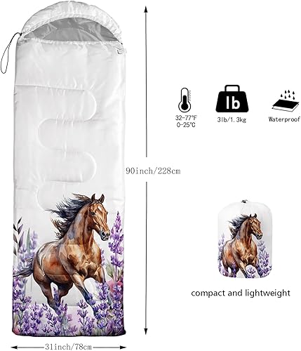 Miniatura 2 de AILONEN Saco de dormir de sirena morado para niñas, niños y adultos, mochileros, clima frío y cálido, ligero, compacto, para campamento, senderismo,