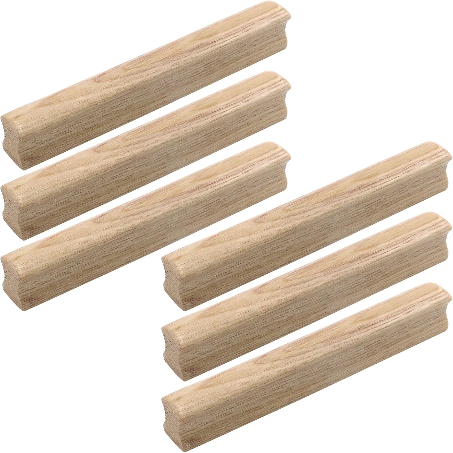 MY MIRONEY 6Pcs Solid Wood Finished Drawer Pulls Ash Wood Cabinet Handles Hardware Furniture Dresser Wardrobe Handles Pulls with Screws, 3.78" Hole Centers