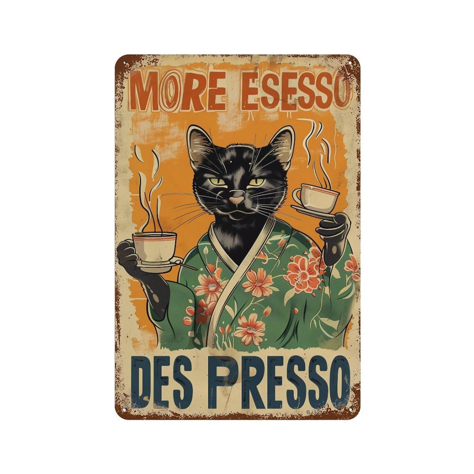 FHUYEURHRY More Espresso Less Depresso Cat 02 Wall Decor Retro Iron Vintage Art Metal Tin Sign Poster Modern Home Cofffee Club Art Bar Shop Decorations Style-24 30x20cm