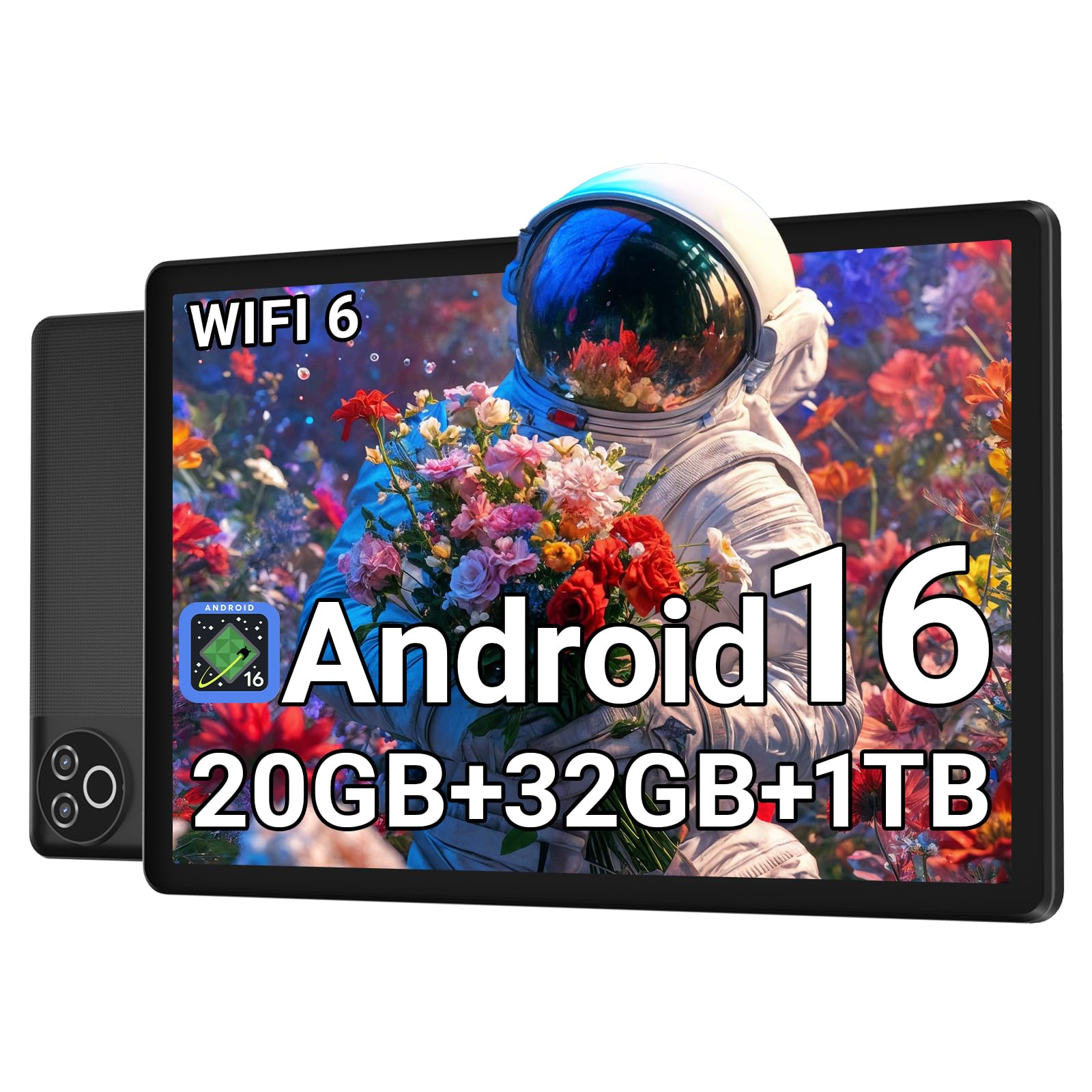 Android 16 Tablet 10 Inch, 20GB RAM 32GB ROM 1TB Expandable, Fast WiFi 6 & BT 5.4 Electronics Tablets 5-Core, HD IPS Touchscreen, 8H+ Battery, 2*Camera Tablet for Kids & Adults, Gift, Streaming, Work