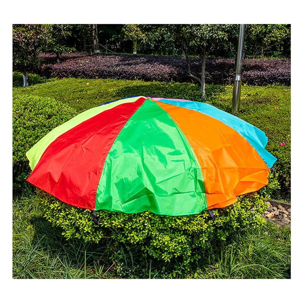Rainbow Outdoor Parachute,Rainbow Parachute Play Kids Outdoor Game Rainbow Parachute Toy with Handle 2-100 Person Group Collaboration Game Gymnastics Parachute (Size : 11m/36ft) (Size : 10m/32.8ft)