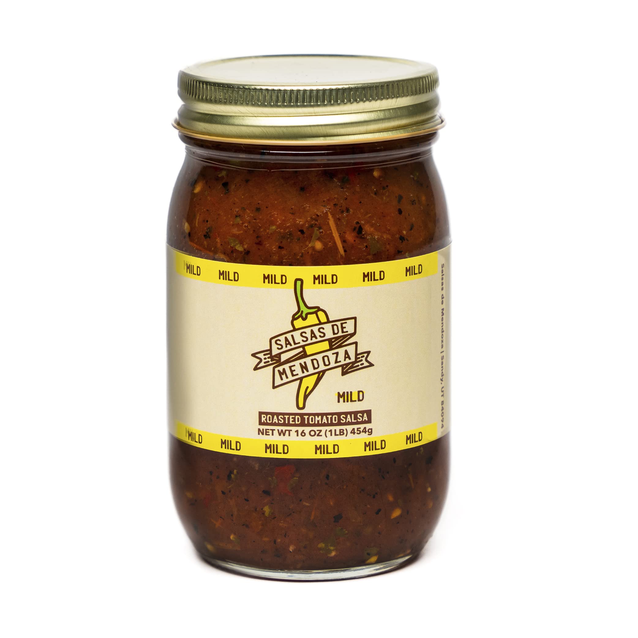 Salsas De MendozaRoasted Tomato Salsa (Mild) - Authentic Mexican Salsa, Made in Utah, 16 oz Jar