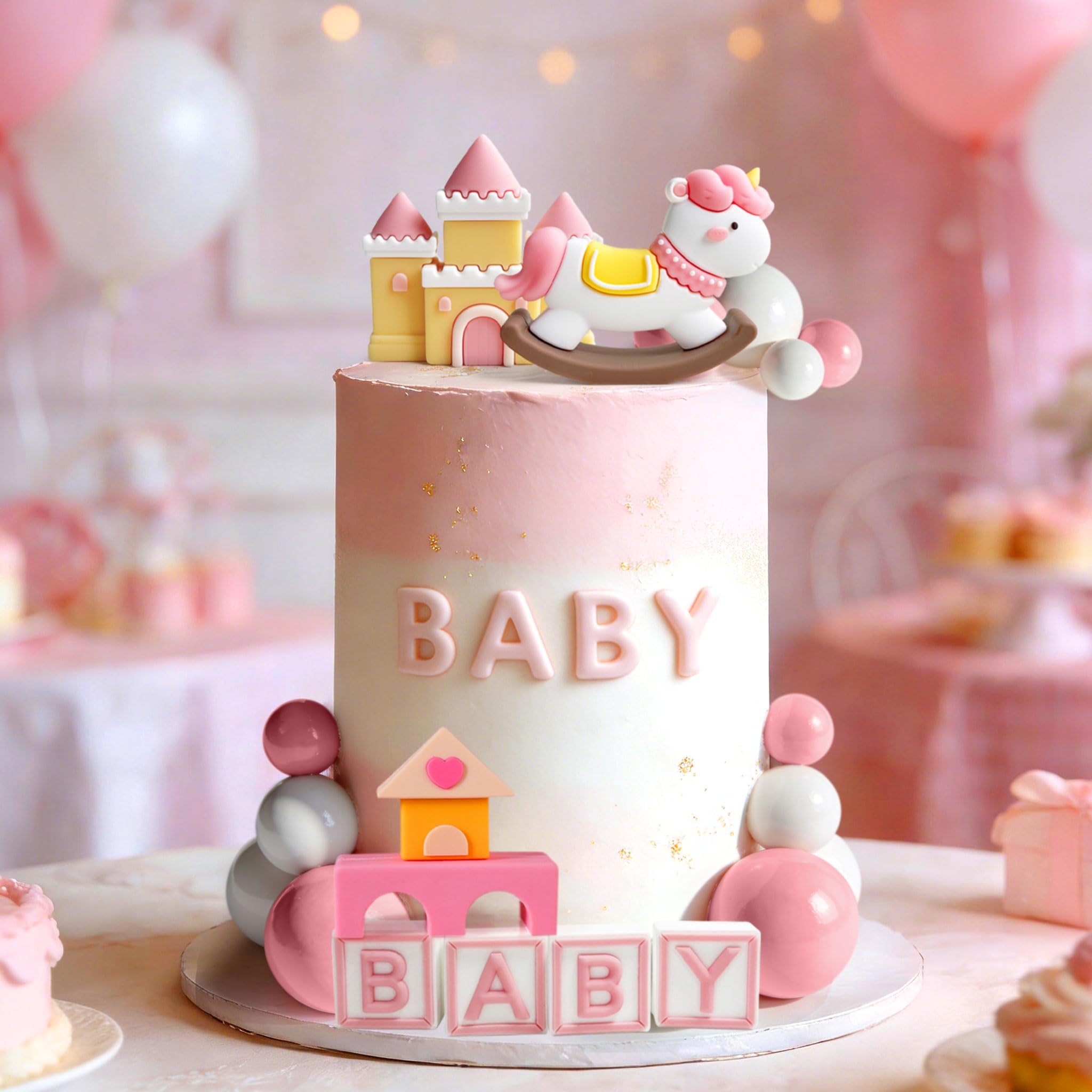 Baby Girl Cake Toppers Oh Baby It's a Girl Cake Decorations for Baby Shower Kids Girls Birthday Party Supplies Pink