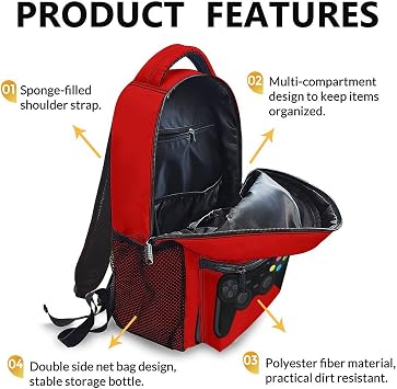 Backpack for Boys School Kindergarten Elementary Primary Middle College, Gamer Bookbag for Kids, 17 Inch Large Capacity Gaming Daypack for Travel Work Hiking