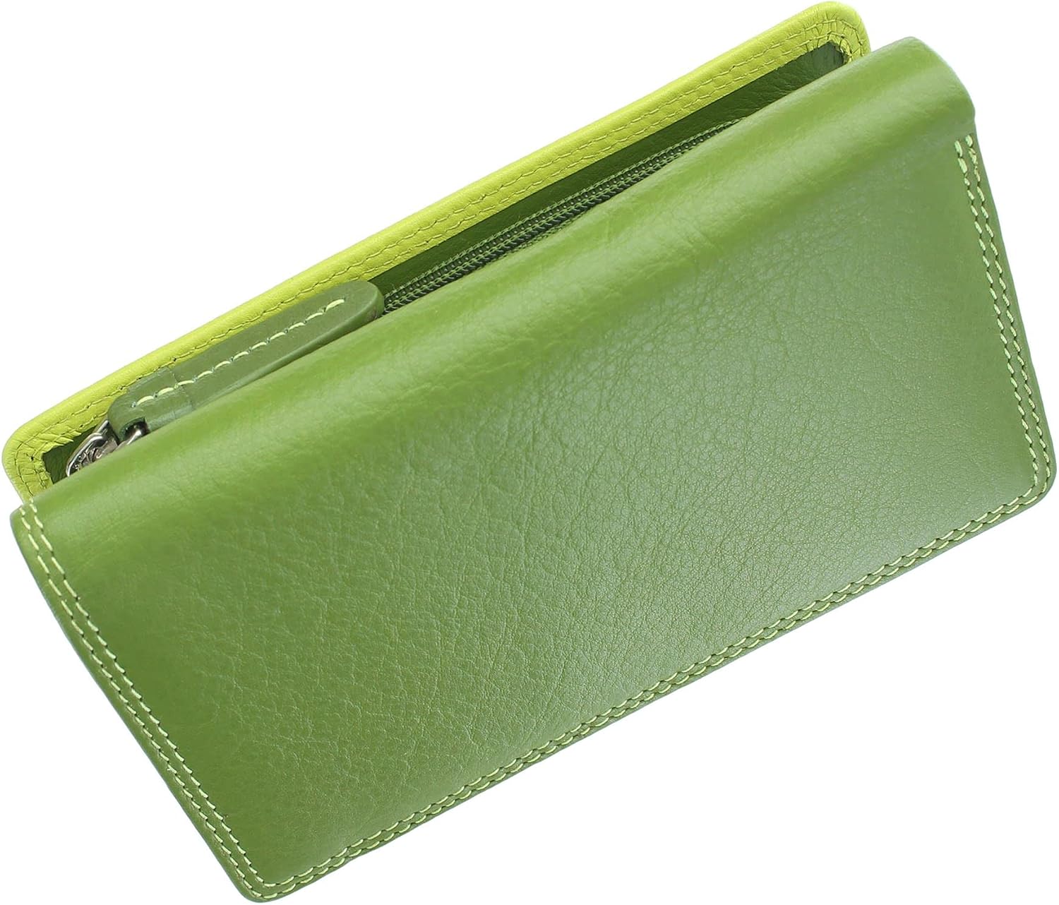 VISCONTI Rainbow Collection Bora Tri-Fold Leather Purse RFID Blocking RB43 Lime Multi - Image 4