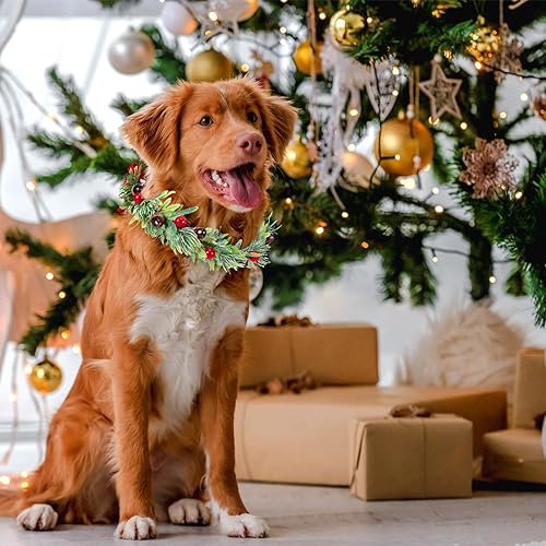 Miniatura 7 de Collar de Navidad para perro, atuendo de flores, corona, lazo de Navidad, bayas y avellanas, collar para mascotas, accesorios de vacaciones para