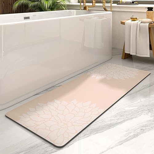 Alfombra de baño sin manchas, antideslizante, súper absorbente, de secado rápido, tierra de diatomeas, alfombra de baño grande, 17 x 57 pulgadas