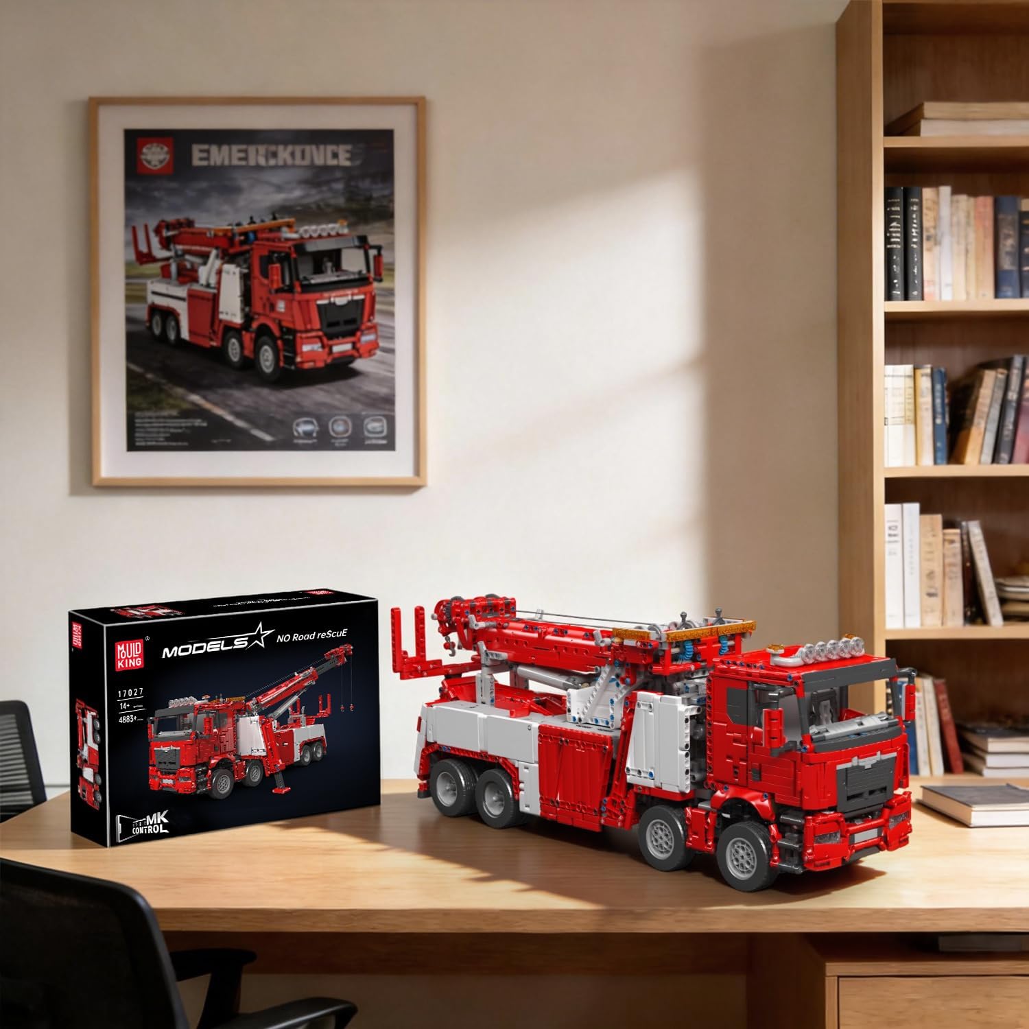 Mould King 17027 Road Rescue Crane Truck Building Blocks, APP & Remote Control Motorized Engineering Tow Truck, 4883 PCS Large Construction Vehicle Model, Advanced Mechanical Building Kit for Adults