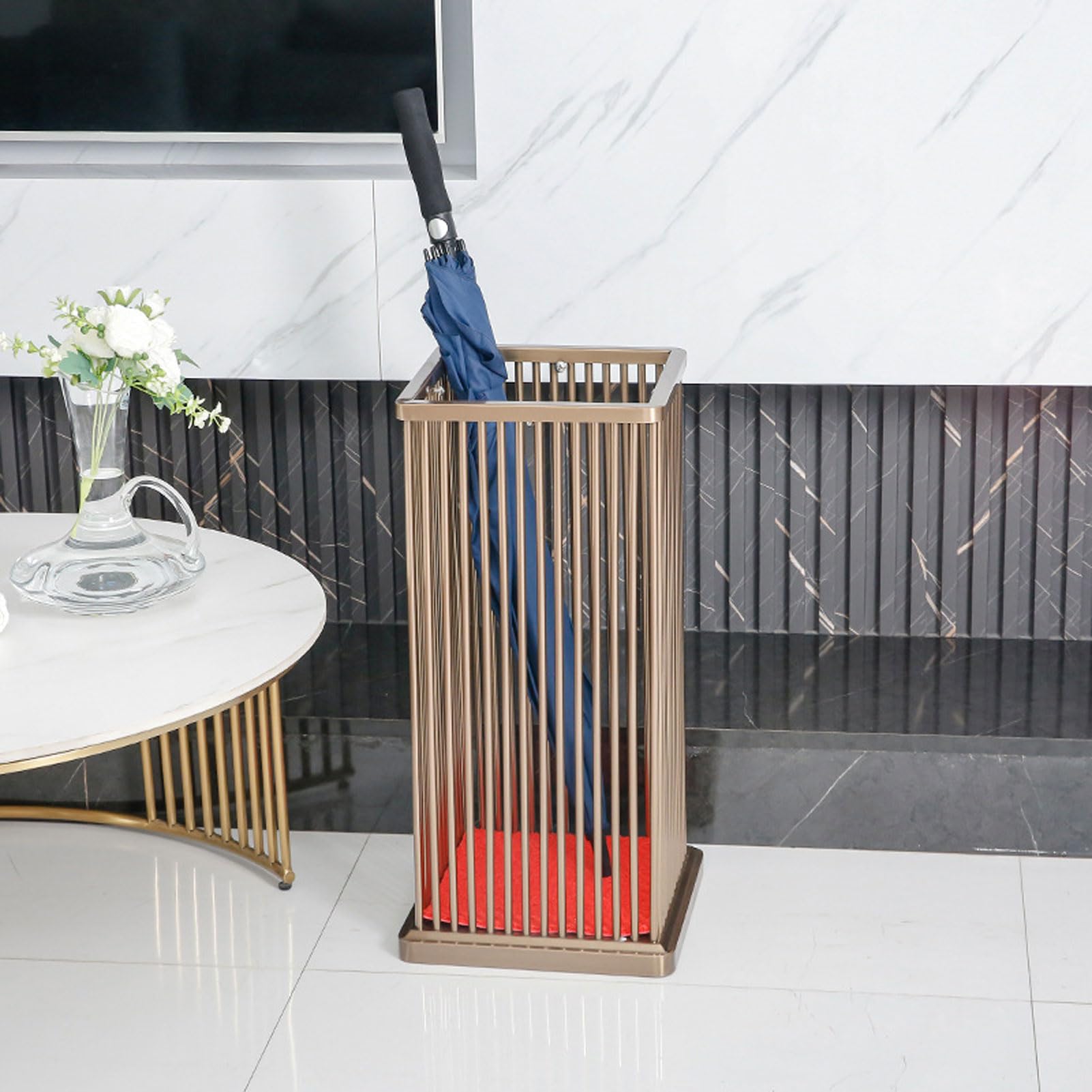 Portaombrelli in Metallo di Grande capacità, Adatto per ingressi, Hall di Hotel e Locali Commerciali, Dotato di portaombrelli - Elegante Design Nero.