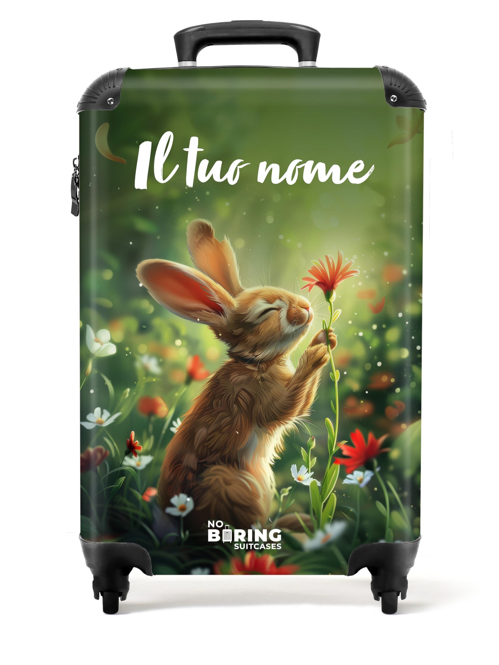 NoBoringSuitcases© Valigia Bambini, Trolley Bambini, Valigia Per Bambini, | 55x40x20 cm - Valigia Per Bambini da Viaggio, Valigie Per Bambini, Valigie, Valigia Personalizzabile, (Coniglio - Verde)