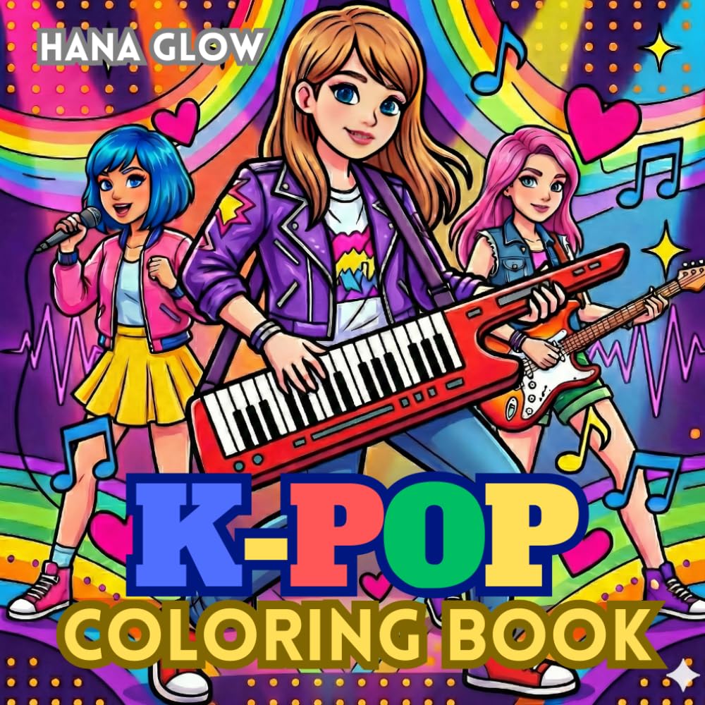 Cute K-Pop Coloring Pages for Girls, Teens & Kids: 50 Pages of Stage Fashion Moments | Perfect Gift for K-Pop Fans! | K pop Idol Fashion, Music, Group ... Themes, Fashion Outfits & Aesthetic Designs.