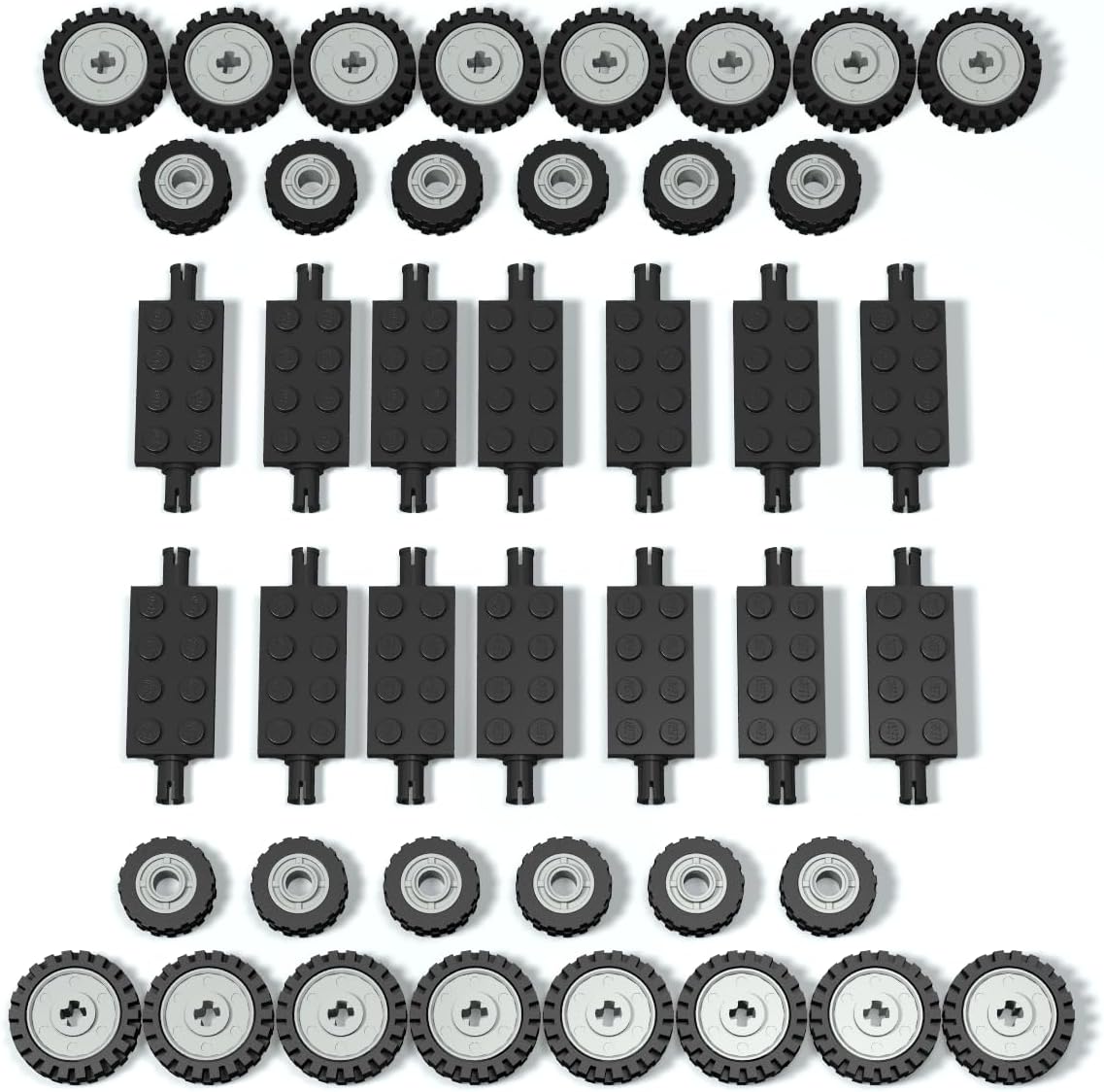 City Car Wheels Tires Axles Kits Set, 70pcs Vehicle Truck Parts Classic Pieces Accessories, Bulk Bricks Sets Construction Toys, Compatible with Lego Parts and Pieces