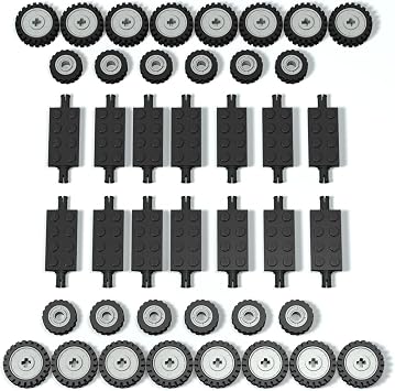 City Car Wheels Tires Axles Kits Set, 70pcs Vehicle Truck Parts Classic Pieces Accessories, Bulk Bricks Sets Construction Toys, Compatible with Lego Parts and Pieces
